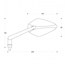 Barracuda Motorrad Spiegel X-VERSION B-LUX KORPUS SCHW. ARM SILBER (Paar)