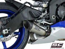 YAMAHA YZF R6 (2017 - 2020) S1 Schalldämpfer, SC-Project, Titan, mit Carbon-Endkappe.