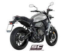 YAMAHA XSR 700 (2016 - 2020) Komplette Auspuffanlage 2-1, mit konischem Schalldämpfer der 70er Jahre, gebürsteter Edelstahl, mattschwarz lackiert