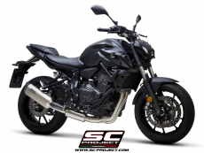 YAMAHA MT-07 (2021) Komplette 2-1-Edelstahl-Auspuffanlage, mit SC1-S-Titan-Schalldämpfer - EURO 5