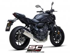 YAMAHA MT-07 (2021) Komplette 2-1-Edelstahl-Auspuffanlage, mit SC1-S-Titan-Schalldämpfer - EURO 5