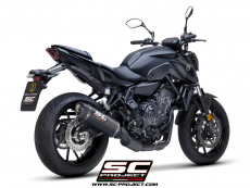 YAMAHA MT-07 (2021) Komplette 2-1-Edelstahl-Auspuffanlage, mattschwarz lackiert, mit SC1-S Carbon-Schalldämpfer - EURO 5