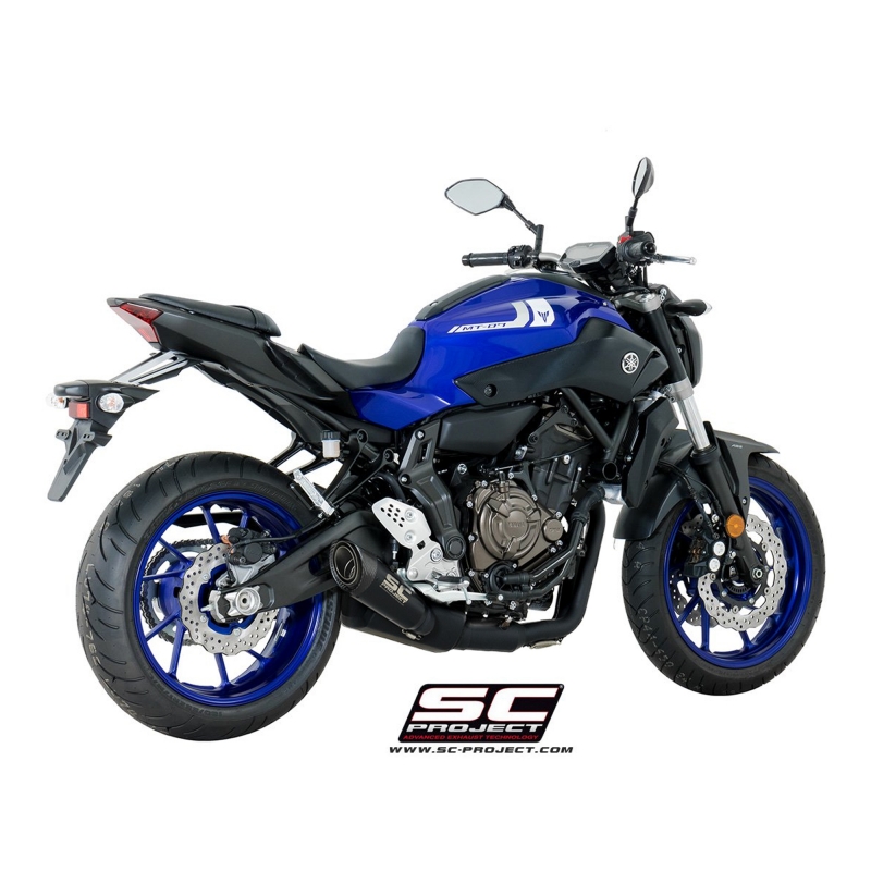 YAMAHA MT-07 (2017 - 2020) Komplette Auspuffanlage SC Project 2-1, Edelstahl , mit S1 Schalldämpfer, mattschwarz lackiert