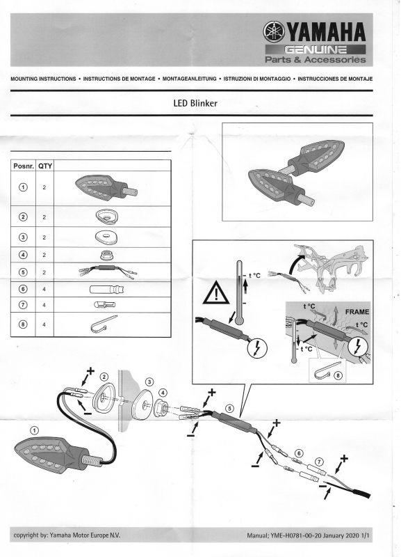 Yamaha YZF-R7 LED-Blinker Carbon matt YME-H0789-20-20 - YAMAHA - Yamaha ...