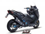 YAMAHA TMAX 530 (2017 - 2019) Komplette Auspuffanlage 2-1 SC-Project, Edelstahl, mattschwarz lackiert, mit SC1-R Auspuff, Kohlefaser