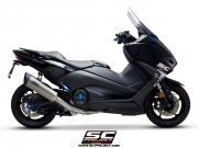 YAMAHA TMAX 530 (2017 - 2019) Komplette Auspuffanlage 2-1 SC-Project, Edelstahl, mit SC1-R Auspuff.