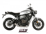 YAMAHA XSR 700 (2016 - 2020) Komplette Auspuffanlage 2-1 SC-Project, mit konischem Schalldämpfer der 70er Jahre, gebürsteter Edelstahl