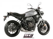 YAMAHA XSR 700 (2016 - 2020) Komplette Auspuffanlage 2-1 SC-Project, mit konischem Schalldämpfer der 70er Jahre, gebürsteter Edelstahl