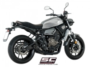 YAMAHA XSR 700 (2016 - 2020) Komplette Auspuffanlage 2-1 SC-Project, mit S1 Schalldämpfer, gebürsteter Edelstahl, mattschwarz lackiert