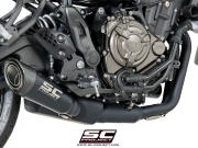 YAMAHA XSR 700 (2016 - 2020) Komplette Auspuffanlage 2-1 SC-Project, mit S1 Schalldämpfer, gebürsteter Edelstahl, mattschwarz lackiert