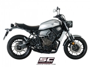 YAMAHA XSR 700 (2016 - 2020) Komplette Auspuffanlage 2-1, mit konischem Schalldämpfer der 70er Jahre, gebürsteter Edelstahl, mattschwarz lackiert