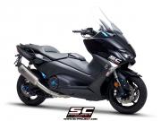 YAMAHA TMAX 530 (2017 - 2019) Komplette Auspuffanlage 2-1 SC-Project, Edelstahl, mit SC1-R Auspuff.