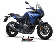 YAMAHA TRACER 700 (2020) - TRACER 7 (2021) - GT - EURO 5 Komplette 2-1-Edelstahl-Auspuffanlage, mattschwarz lackiert, mit SC1-S Carbon-Schalldämpfer