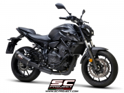 YAMAHA MT-07 (2021) Komplette 2-1-Edelstahl-Auspuffanlage, mattschwarz lackiert, mit SC1-S Carbon-Schalldämpfer - EURO 5